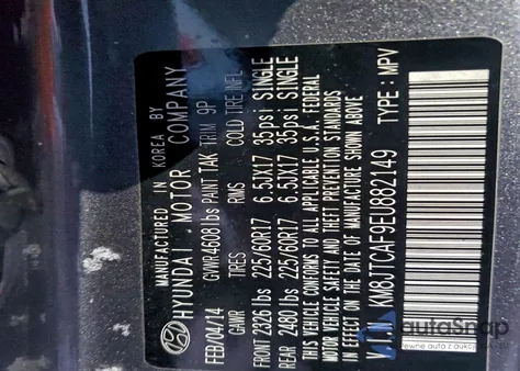 2014 Hyundai Tucson Gls from USA, damaged, VIN KM8JTCAF9EU882149